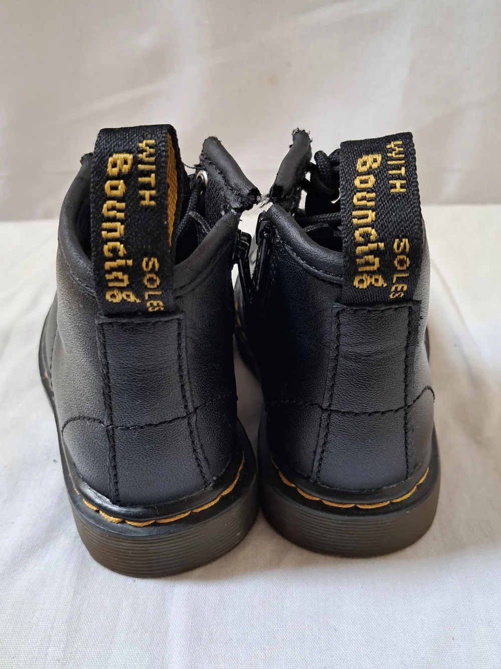 Dr. Martens Delaney Kids Black Leather Lace Up Side Zip Boots